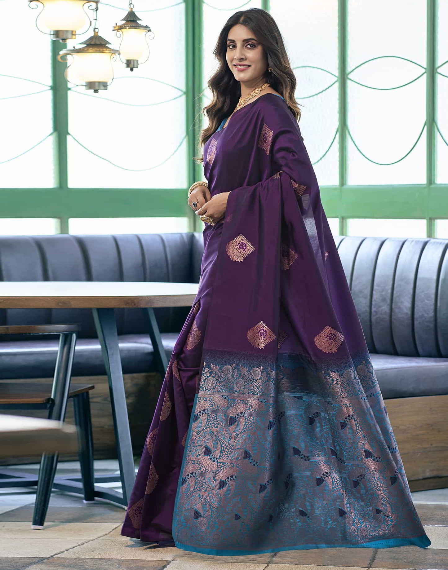 Purple Banarasi Silk Woven Saree