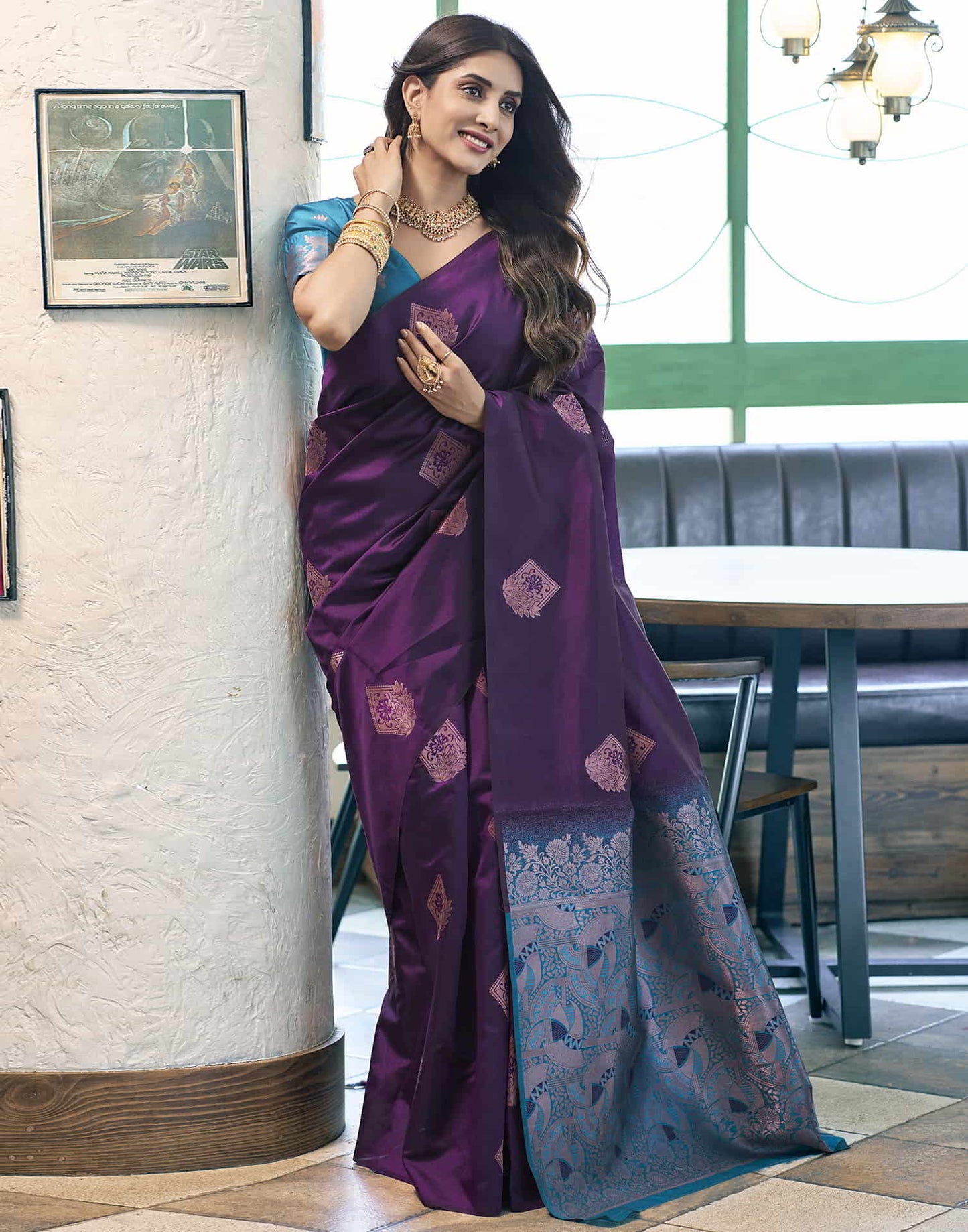 Purple Banarasi Silk Woven Saree