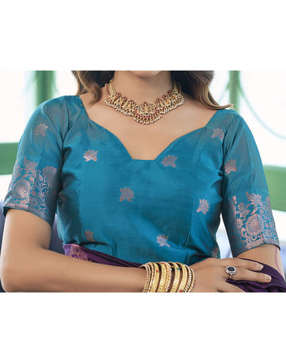 Purple Banarasi Silk Woven Saree