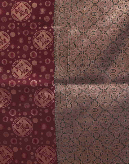 Dark Red Banarasi Silk Saree