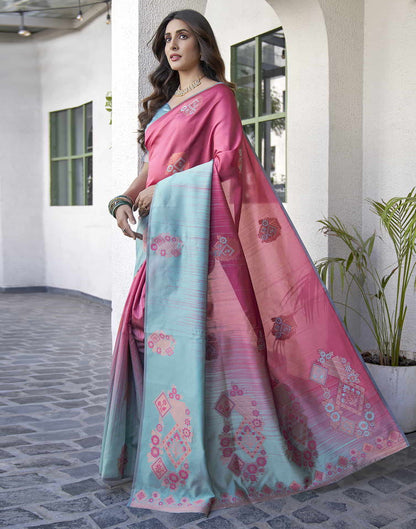 Pink Banarasi Silk Woven Saree
