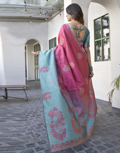 Pink Banarasi Silk Woven Saree