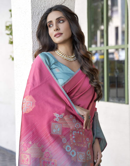 Pink Banarasi Silk Woven Saree