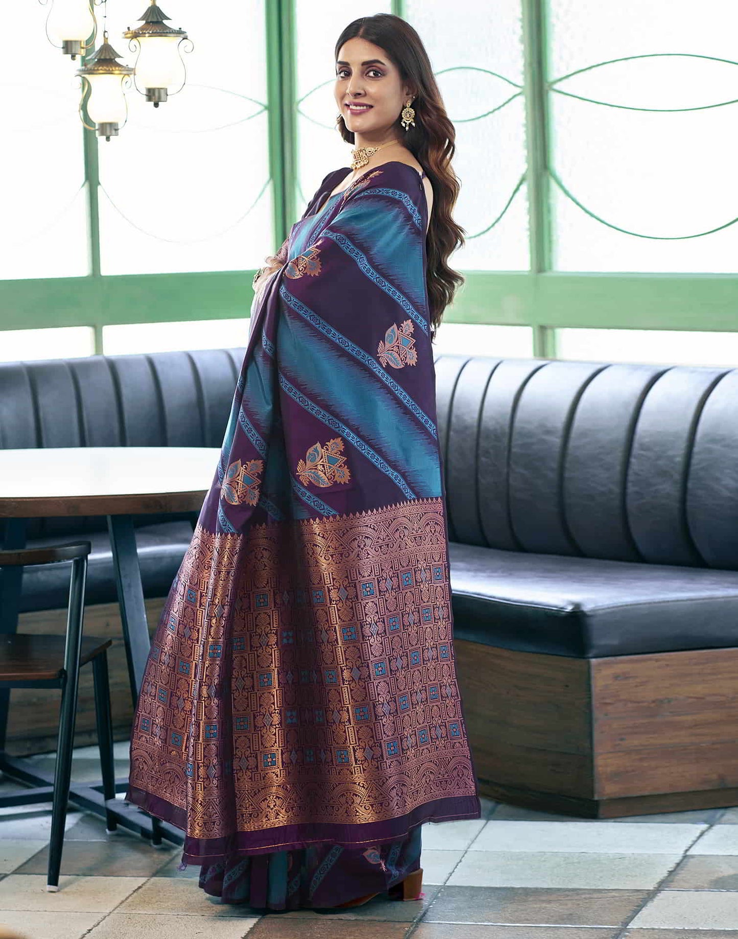 Purple Banarasi Silk Woven Saree