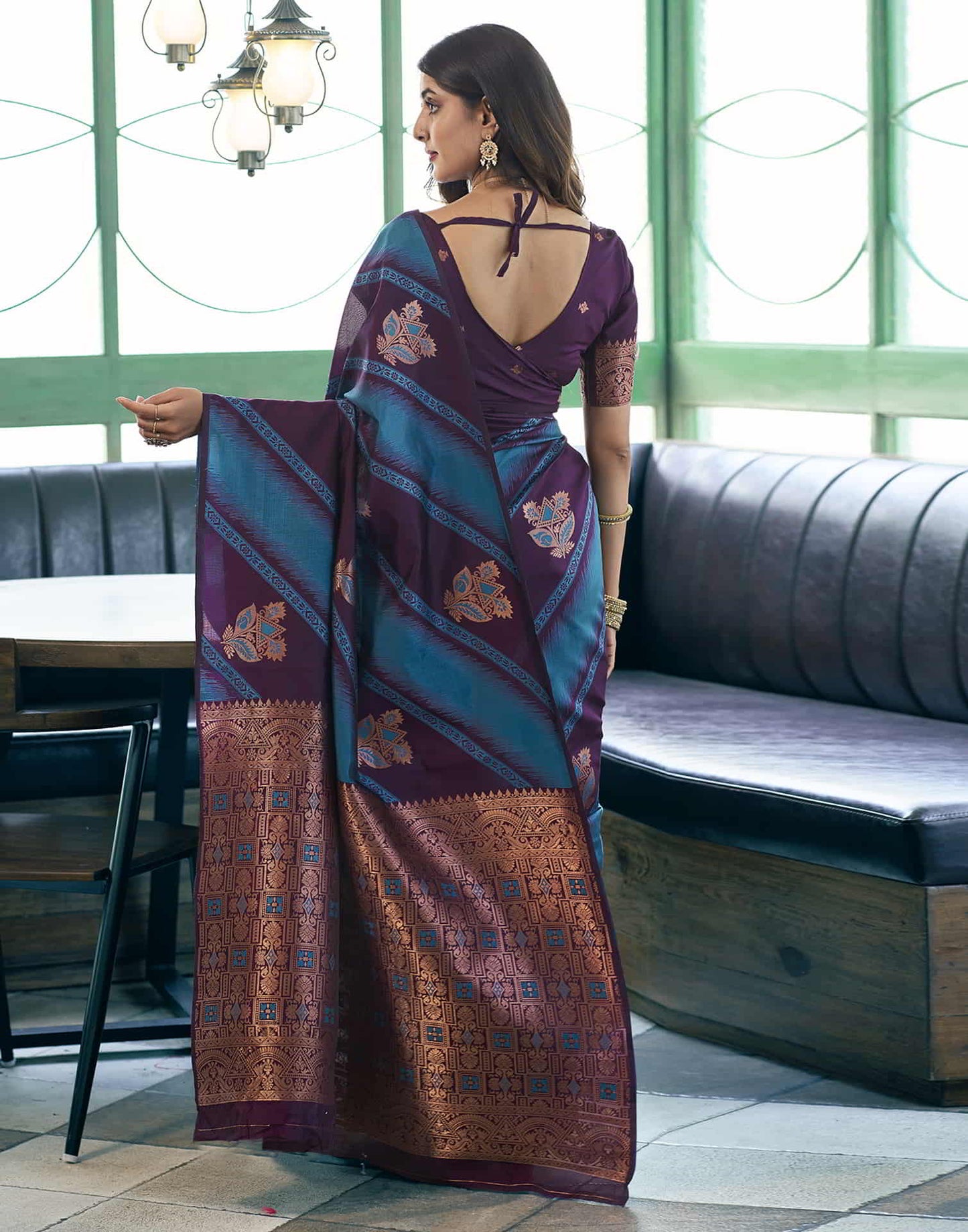 Purple Banarasi Silk Woven Saree
