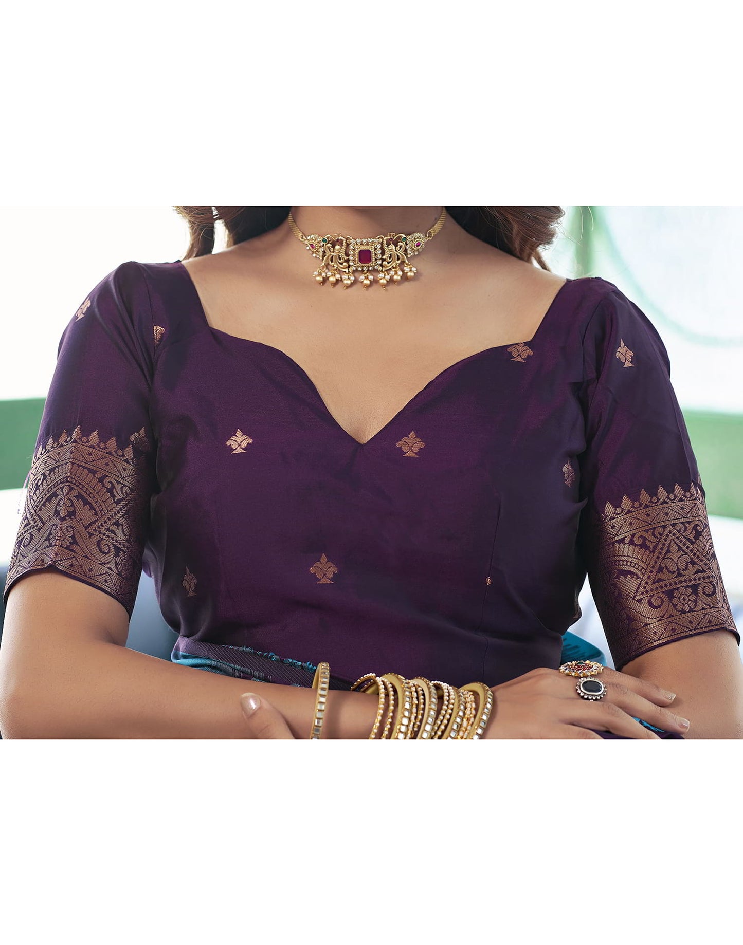 Purple Banarasi Silk Woven Saree