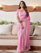 Pink Embroidery Organza Saree