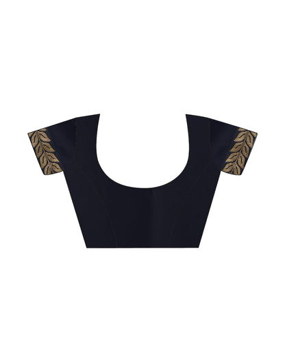 Black Plain Georgette Saree