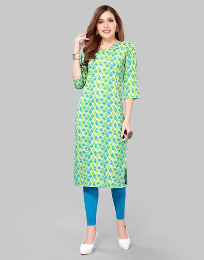 Parrot Green Digital Printed Crepe Kurti | Sudathi