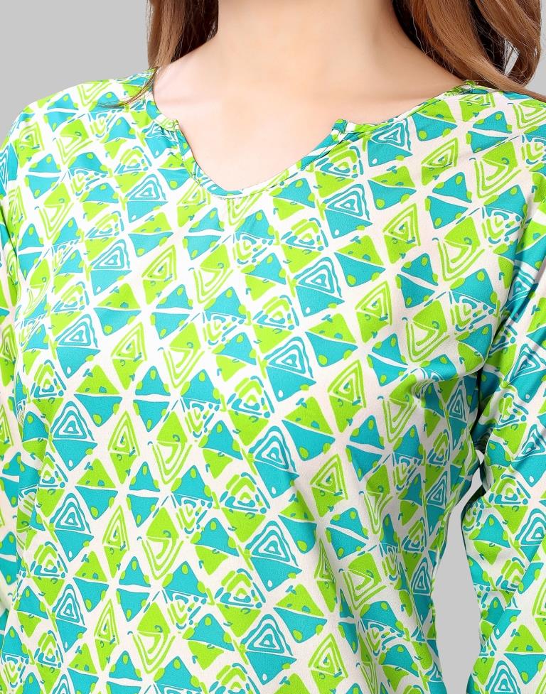 Parrot Green Digital Printed Crepe Kurti | Sudathi