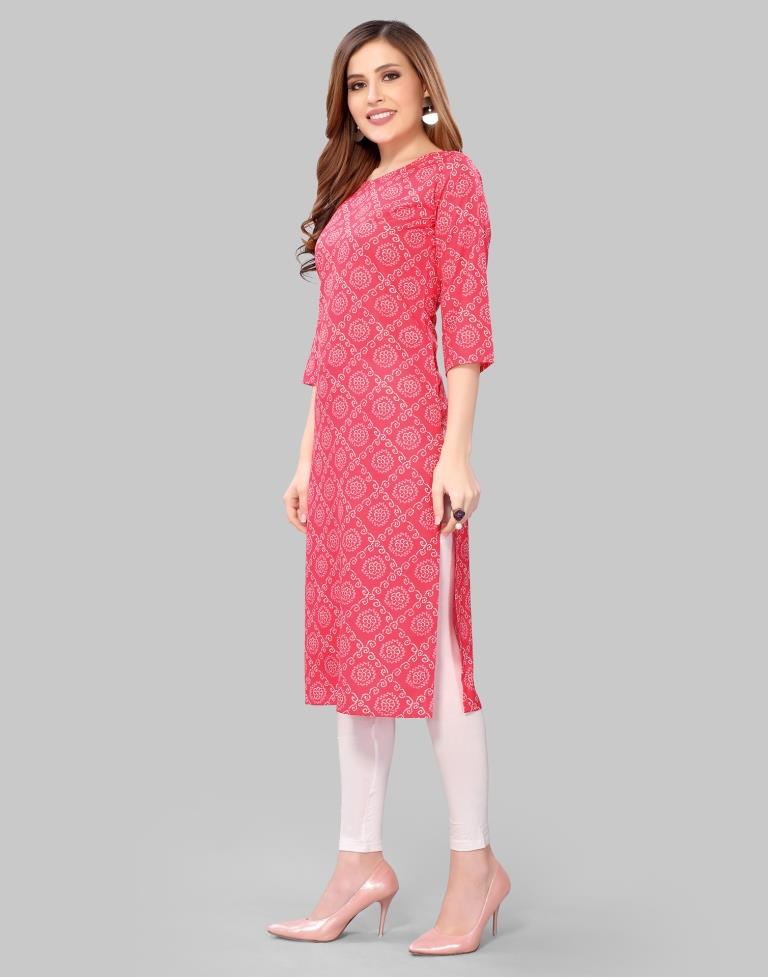 Pink Digital Printed Crepe Kurti | Sudathi
