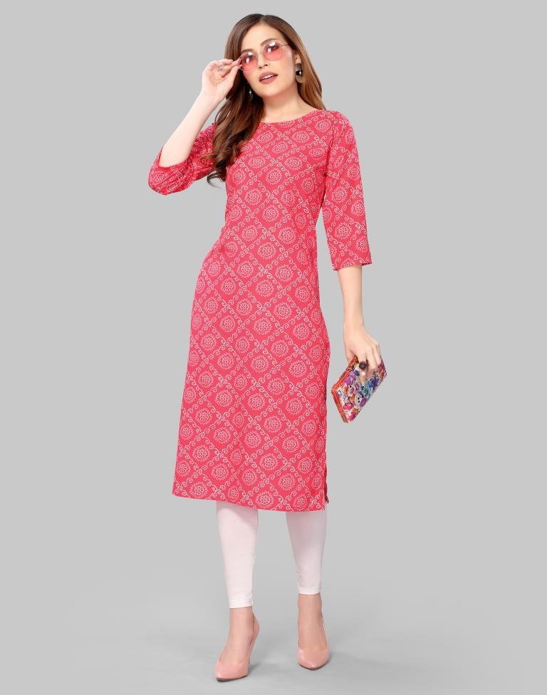 Pink Digital Printed Crepe Kurti | Sudathi