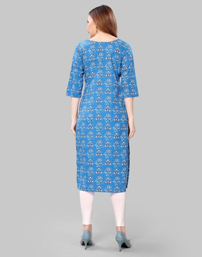 Cerilian Blue Digital Printed Crepe Kurti | Sudathi