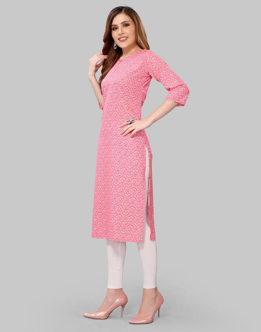 Light Pink Digital Printed Crepe Kurti | Sudathi