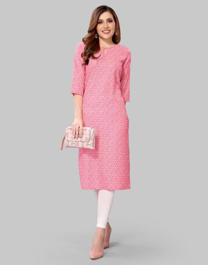 Light Pink Digital Printed Crepe Kurti | Sudathi