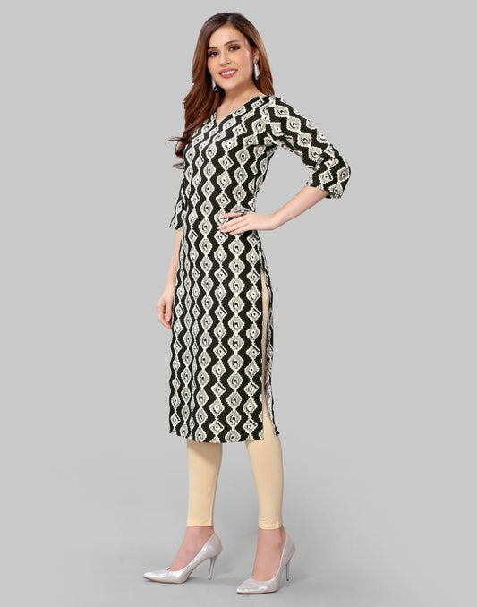 Black Digital Printed Crepe Kurti | Sudathi