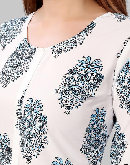 White Digital Printed Crepe Kurti | Leemboodi