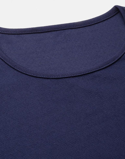Dark Blue Organza Puff Sleeve Bodycon | Sudathi