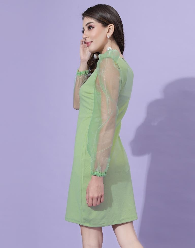 Light Green Puff Sleeve Bodycon | Leemboodi