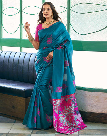Blue Banarasi Silk Woven Saree
