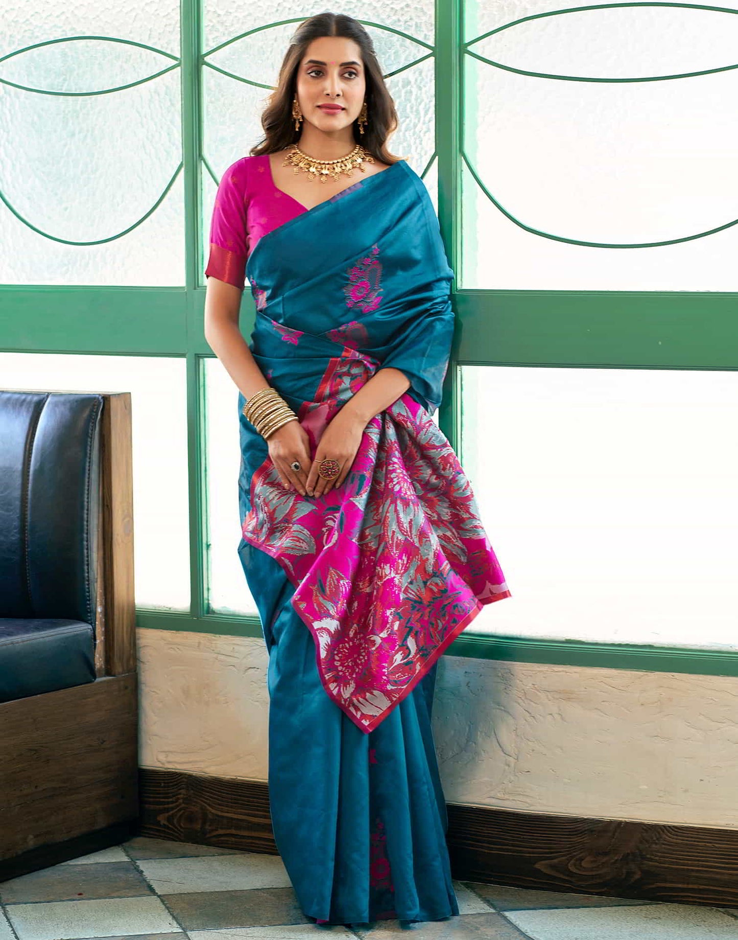 Blue Banarasi Silk Woven Saree