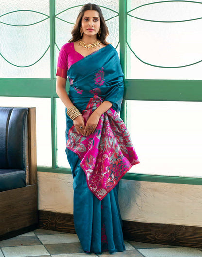 Blue Banarasi Silk Woven Saree