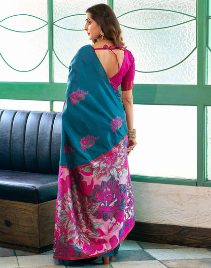 Blue Banarasi Silk Woven Saree