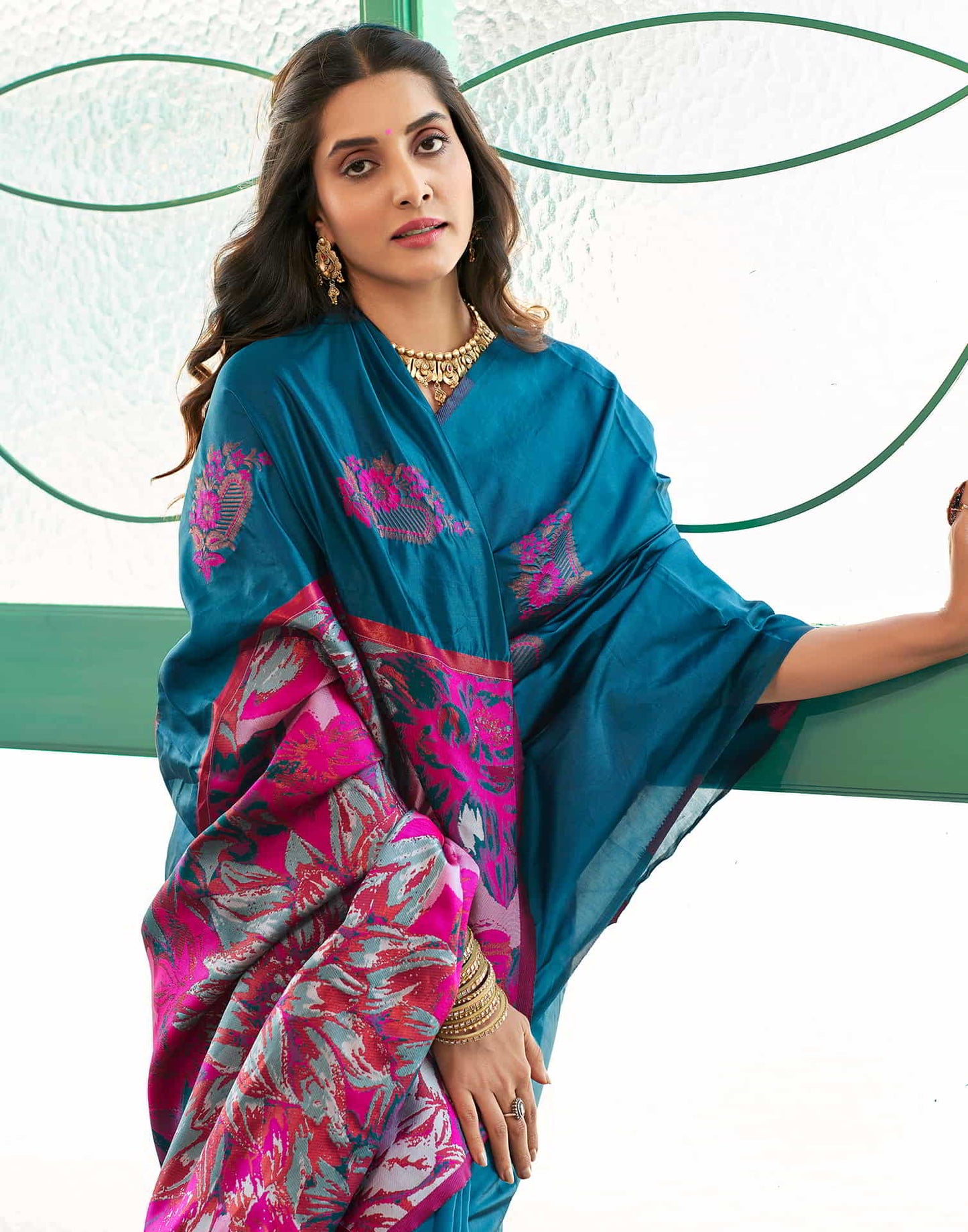 Blue Banarasi Silk Woven Saree