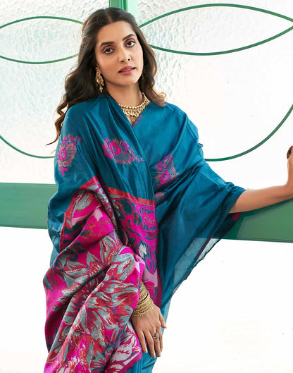 Blue Banarasi Silk Woven Saree