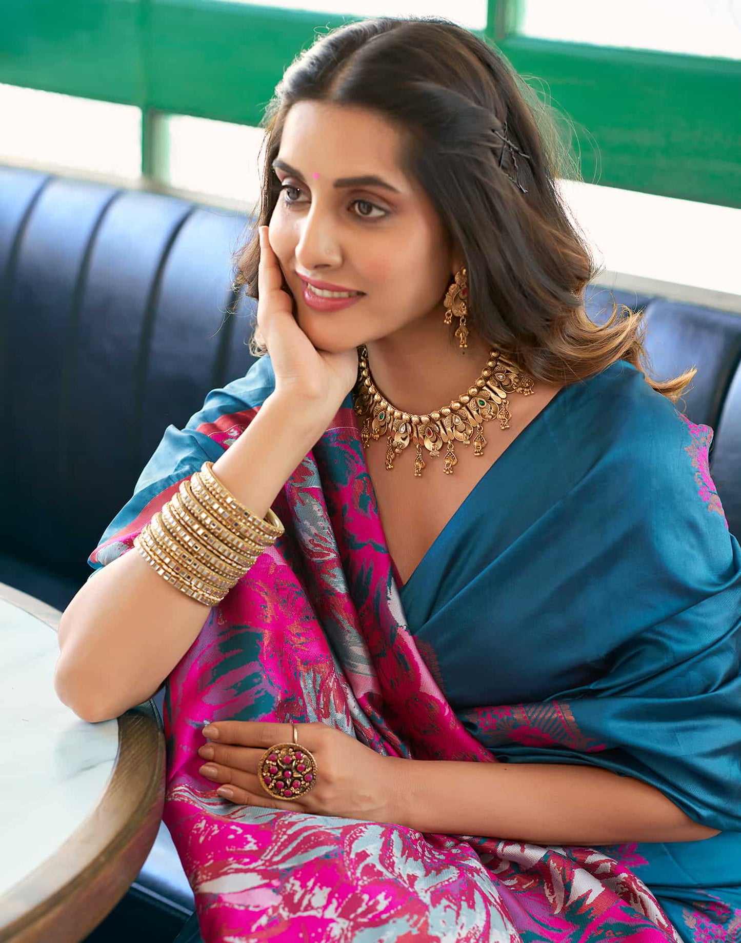 Blue Banarasi Silk Woven Saree