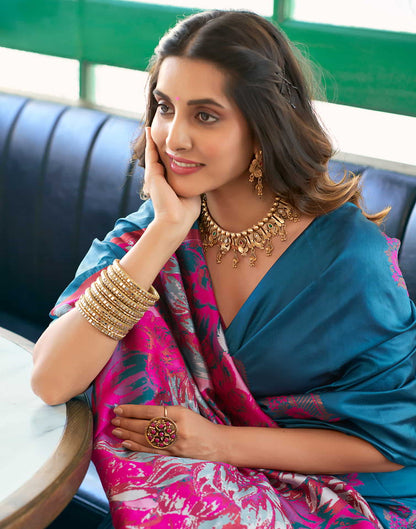 Blue Banarasi Silk Woven Saree