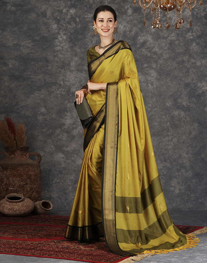 Yellow Kanjivaram Silk Woven Saree