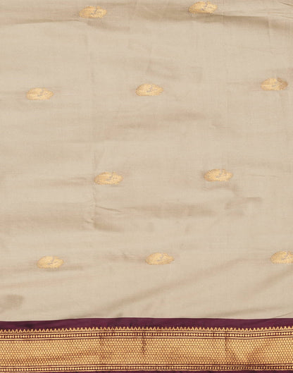 Beige Kanjivaram Silk Woven Saree