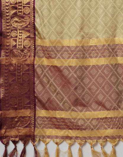 Brown Banarasi Silk Woven Saree