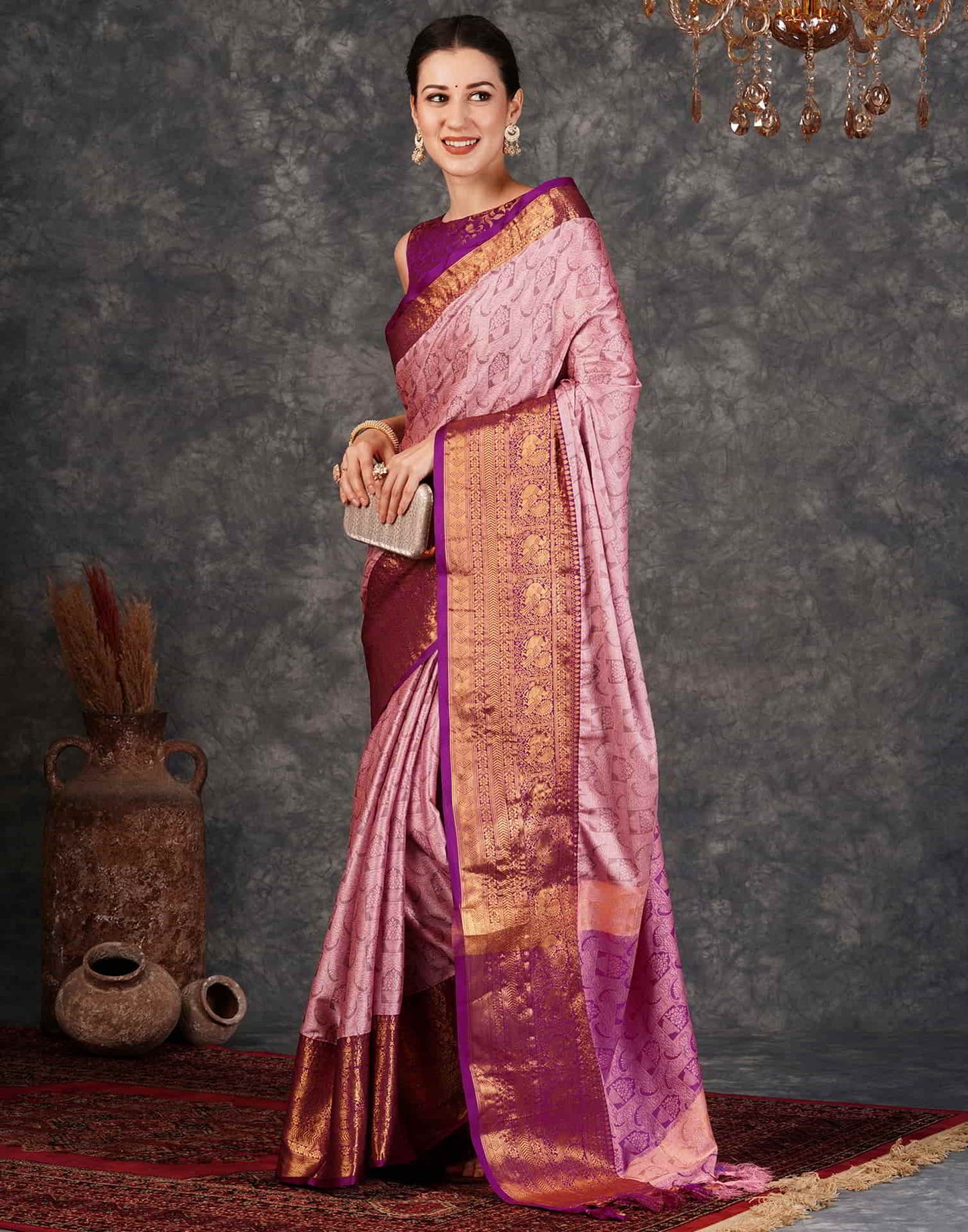 Pink Banarasi Silk Woven Saree
