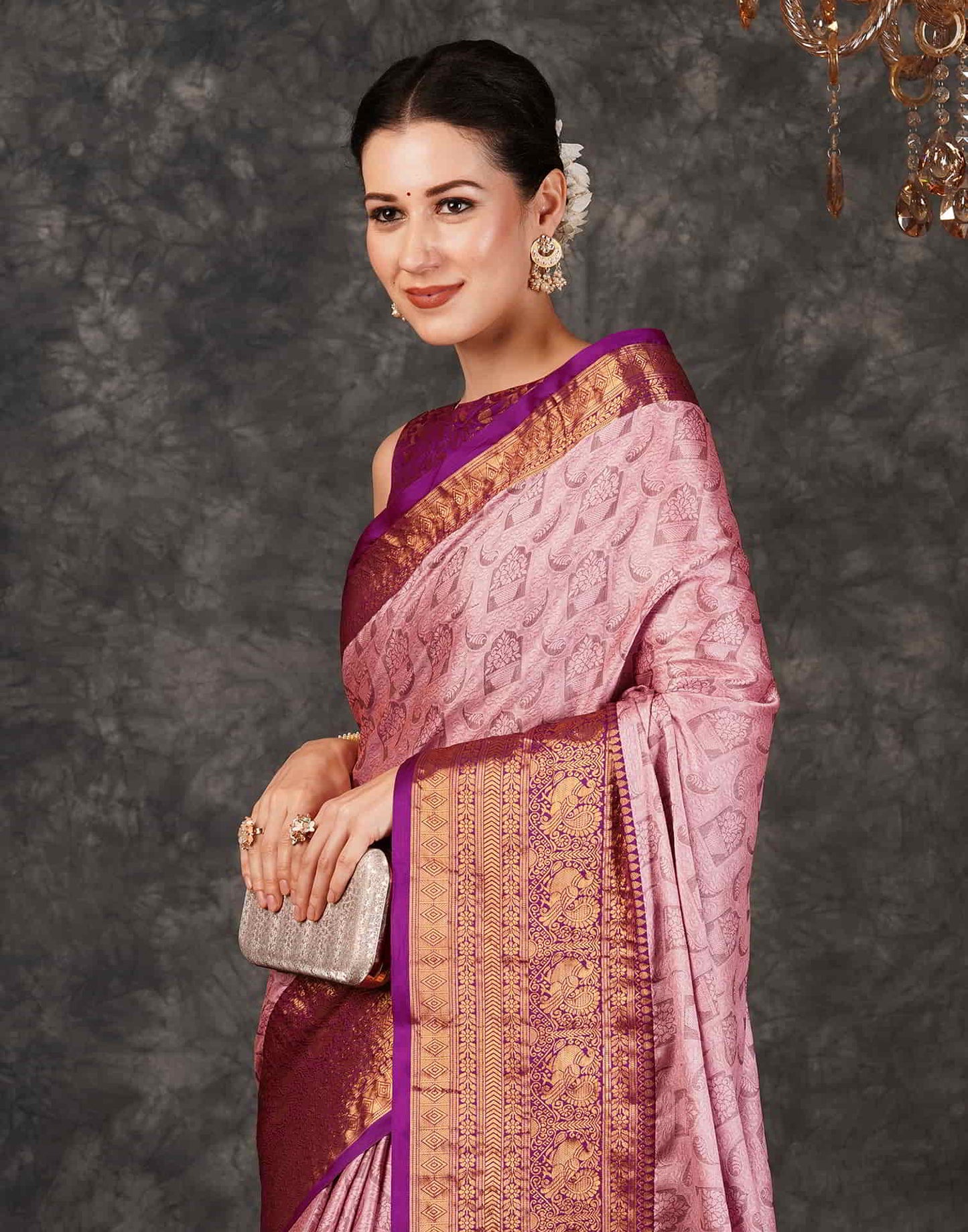 Pink Banarasi Silk Woven Saree