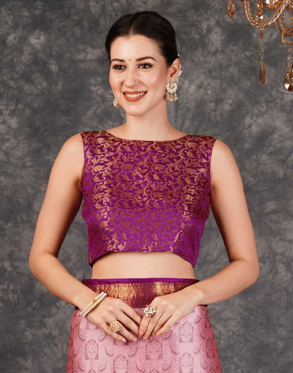 Pink Banarasi Silk Woven Saree