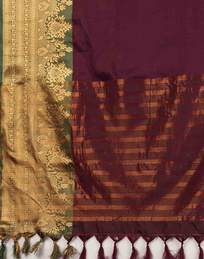 Wine Banarasi Silk Woven Saree