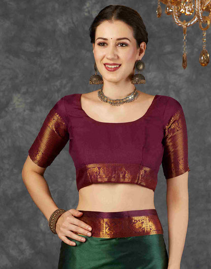 Olive Green Silk Zari Kanjivaram Saree