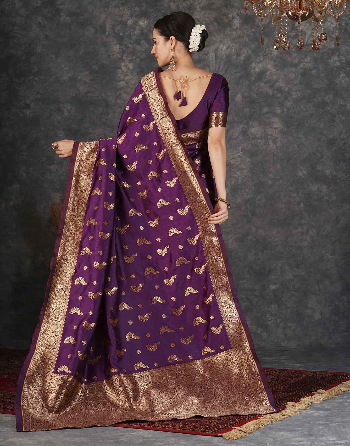 Purple Banarasi Silk Woven Saree