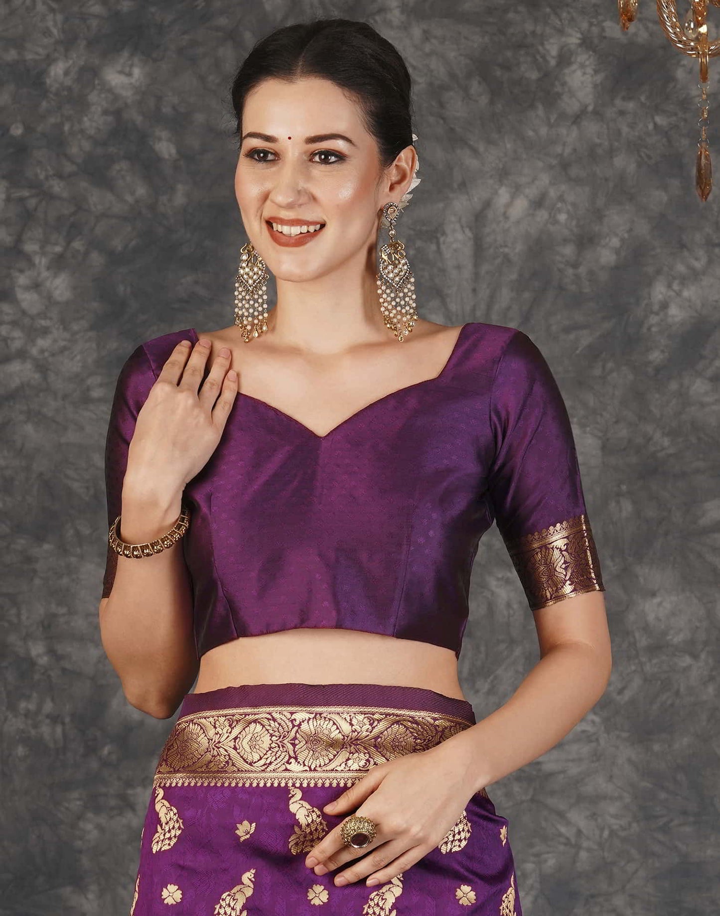 Purple Banarasi Silk Woven Saree
