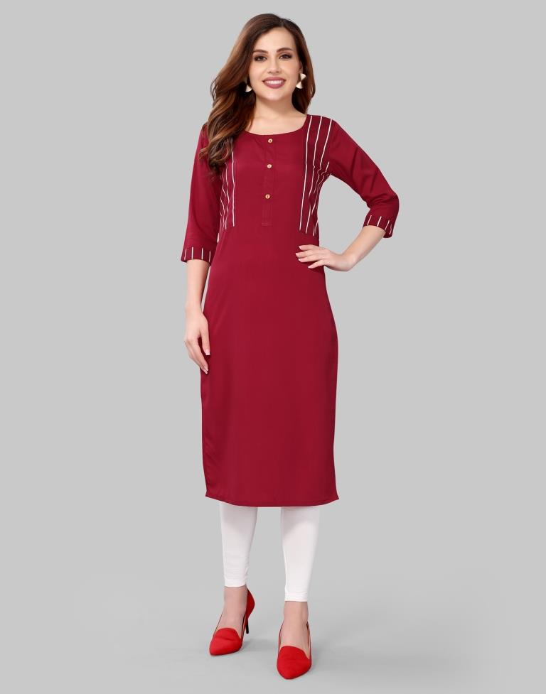 Maroon Printed Kurti | Leemboodi