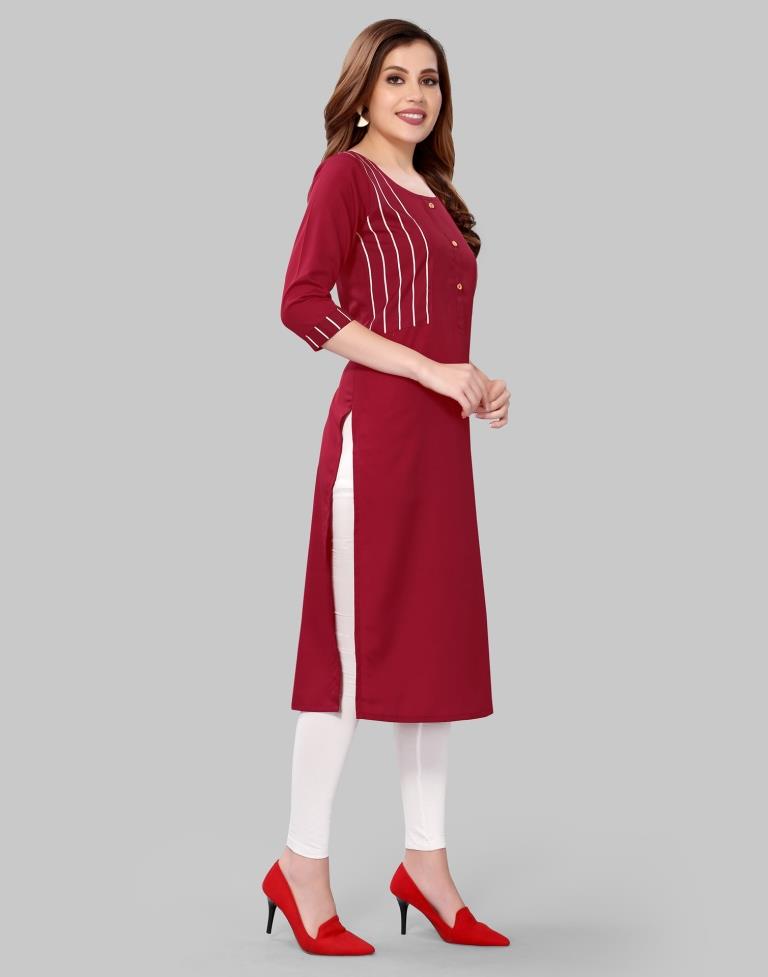 Maroon Printed Kurti | Leemboodi