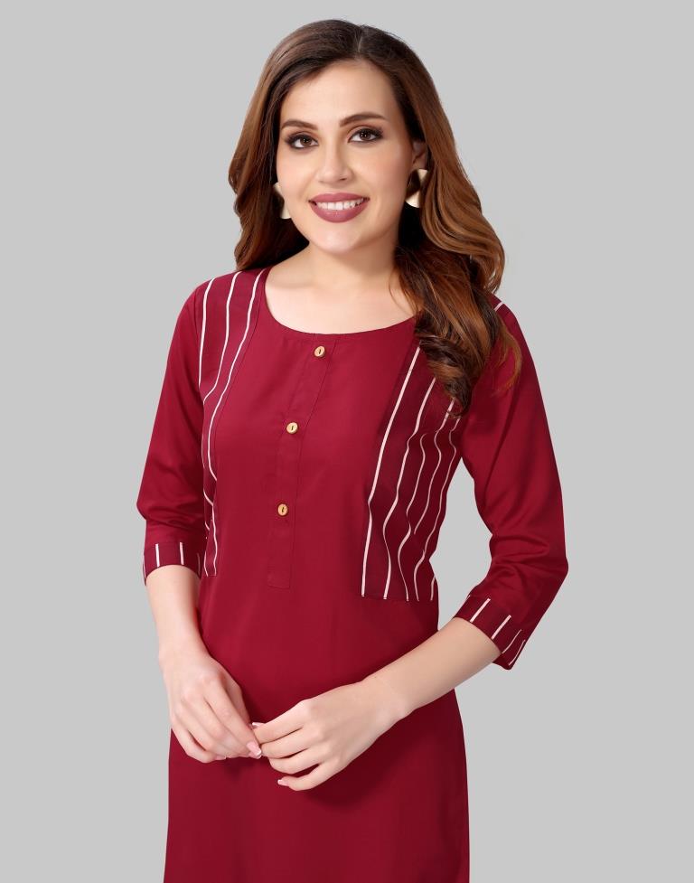 Maroon Printed Kurti | Leemboodi