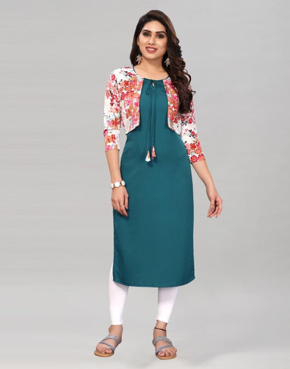 Rama Blue Coloured Crepe Plain Kurti | Sudathi