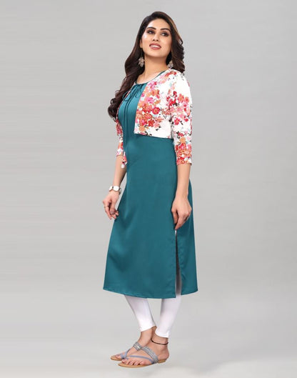 Rama Blue Coloured Crepe Plain Kurti | Sudathi