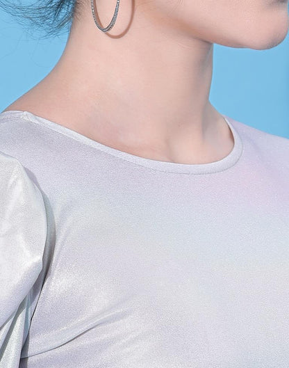Silver Puff Sleeve Bodycon | Sudathi