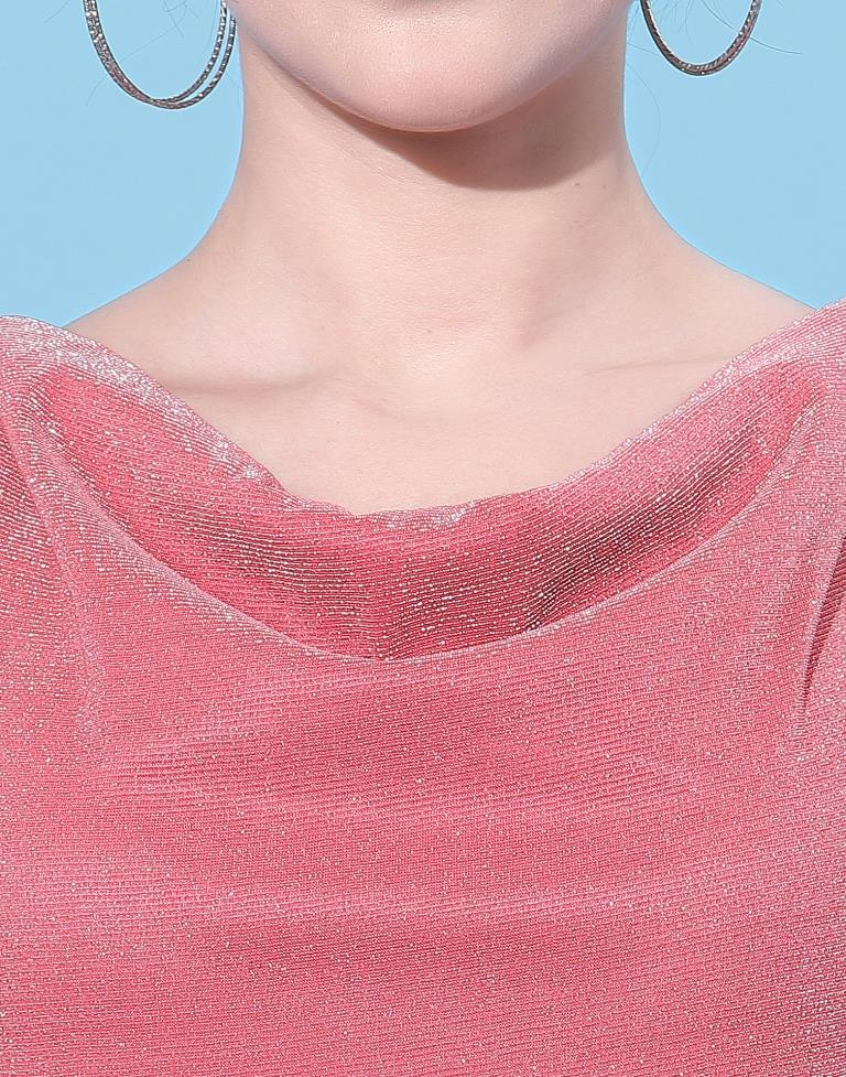 Light Pink Cowl Neck Gliter Bodycon | Leemboodi