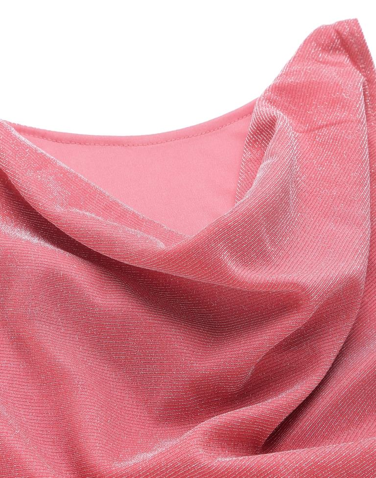 Light Pink Cowl Neck Gliter Bodycon | Leemboodi