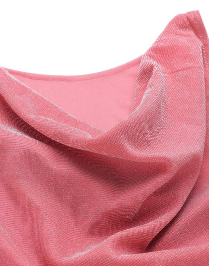 Light Pink Cowl Neck Gliter Bodycon | Leemboodi